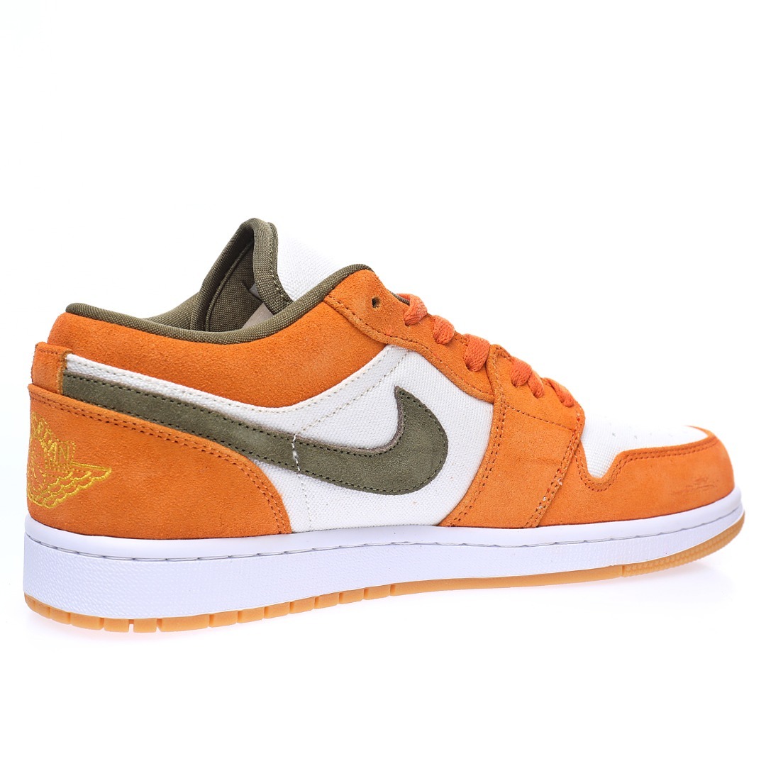 Alternative view of Nike Air Jordan 1 Low Suede "Orange Olive"
