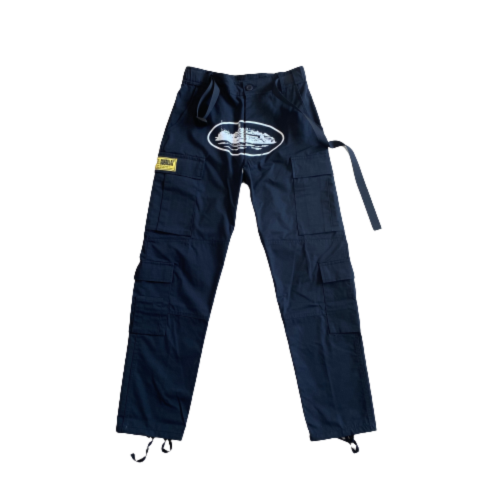 Pantalón Corteiz Negros y Blanco Logo Amarillo