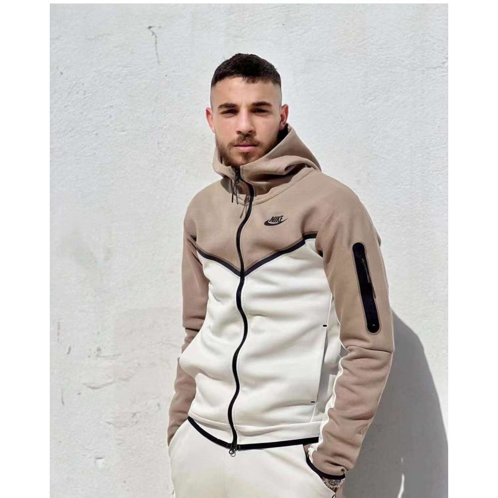 Conjunto de Chándal Nike Tech Fleece Beige/Blanco