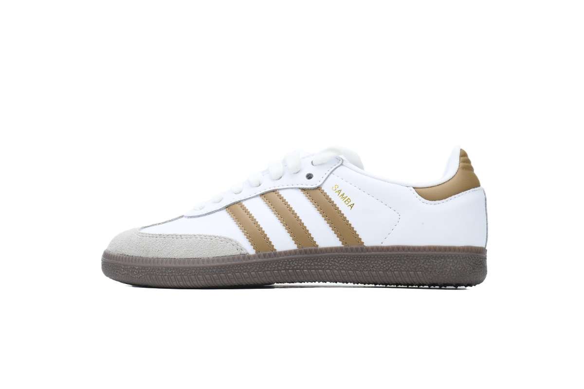 Adidas Samba Blancas con Rayas Doradas